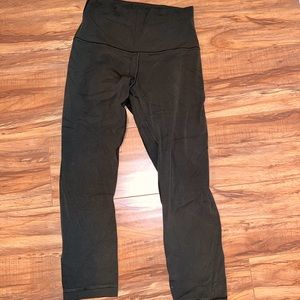 Army green cropped Lululemon leggings